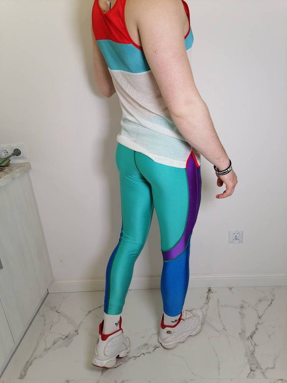 ASICS Leggings Vintage Shiny Spandex Old Logo Vio… - image 4