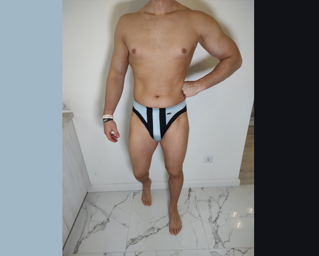 HOM Vintage Mens Swimwear Silver Black Hot Brief 90s Size 7 Etsy