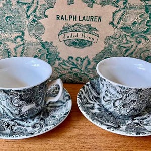 Ralph Lauren X Burleigh Faded Peony Tea Cup and Saucers Boxed Gift