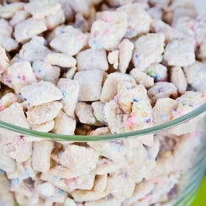 Homemade Sweet Birthday Cake Muddy Buddies Snack Mix