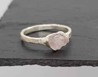 Raw Morganite Sterling Silver or Gold Ring