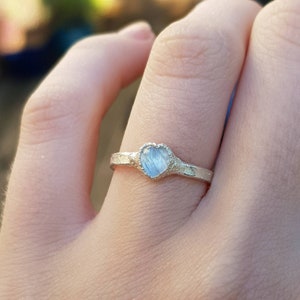 Moonstone Heart Sterling Silver or Gold Ring, June Birthstone Ring