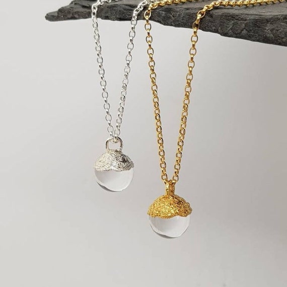 Clear Quartz Crystal Ball Gold Vermeil Necklace, Sterling Silver Gold  Plated - Etsy