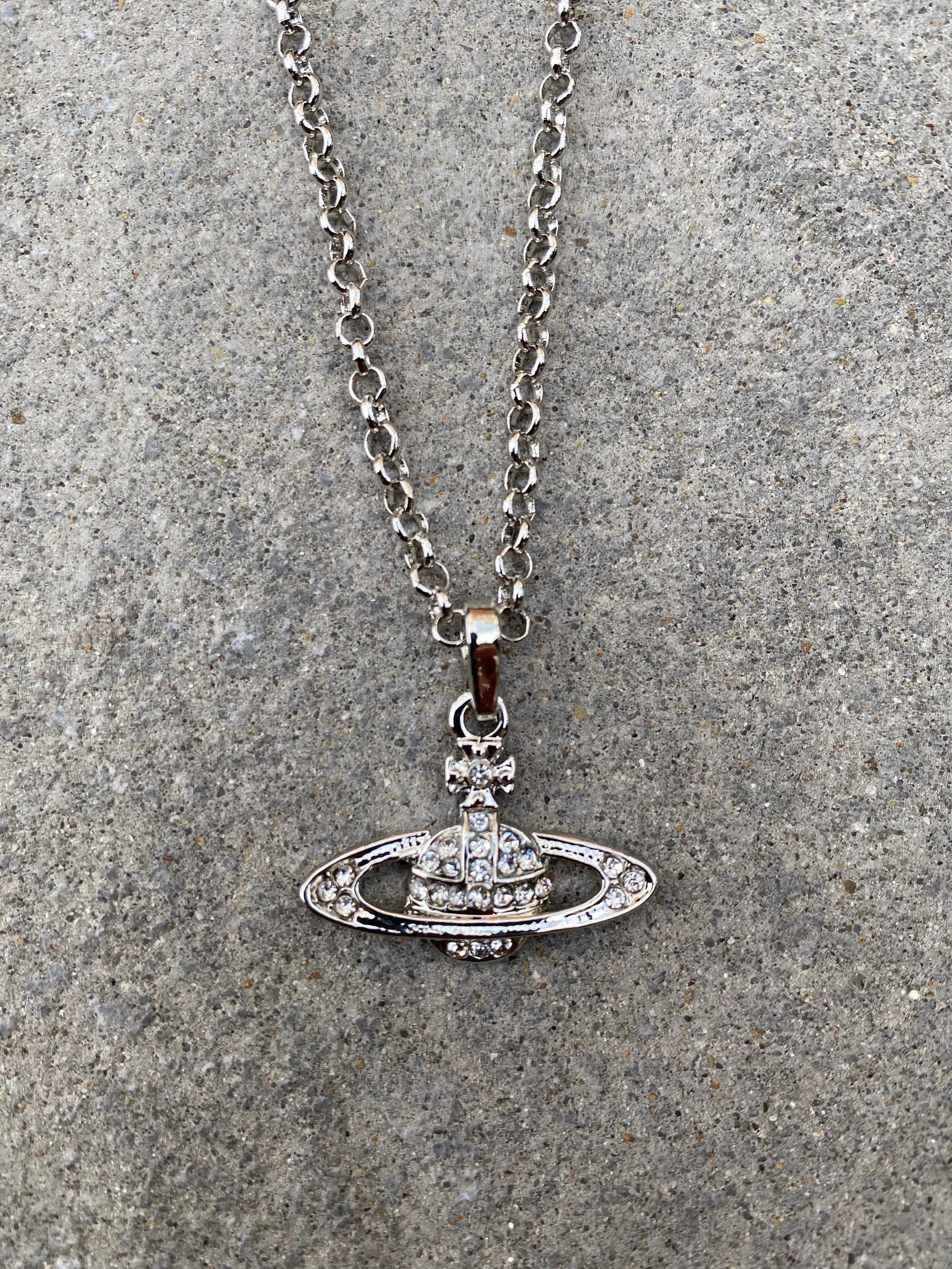 Silver Gemstone Orb Saturn Cross Necklace 19 - Etsy