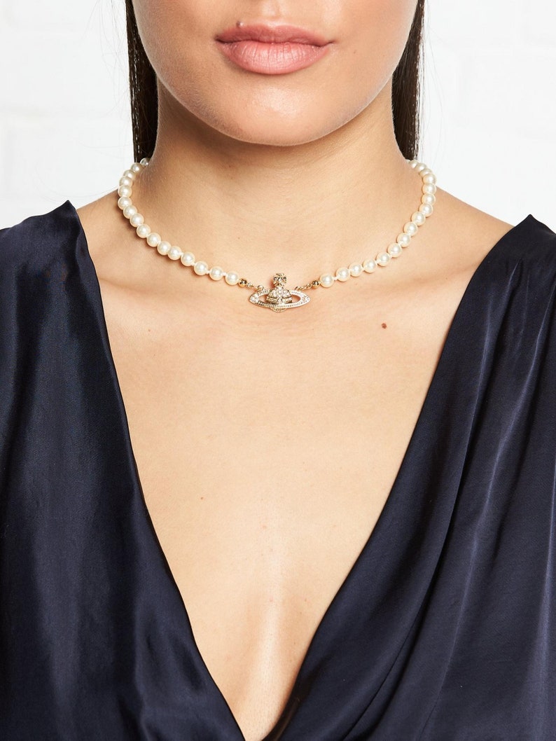 Collier Gold Orb Pearl Choker image 2