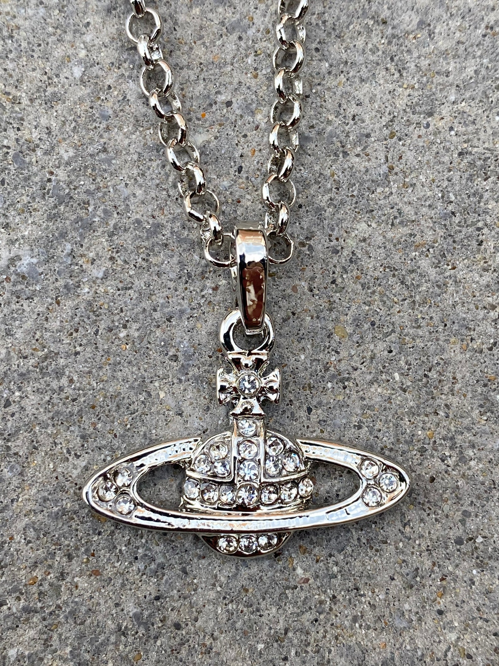 Silver Gemstone Orb Saturn Cross Necklace 19 - Etsy