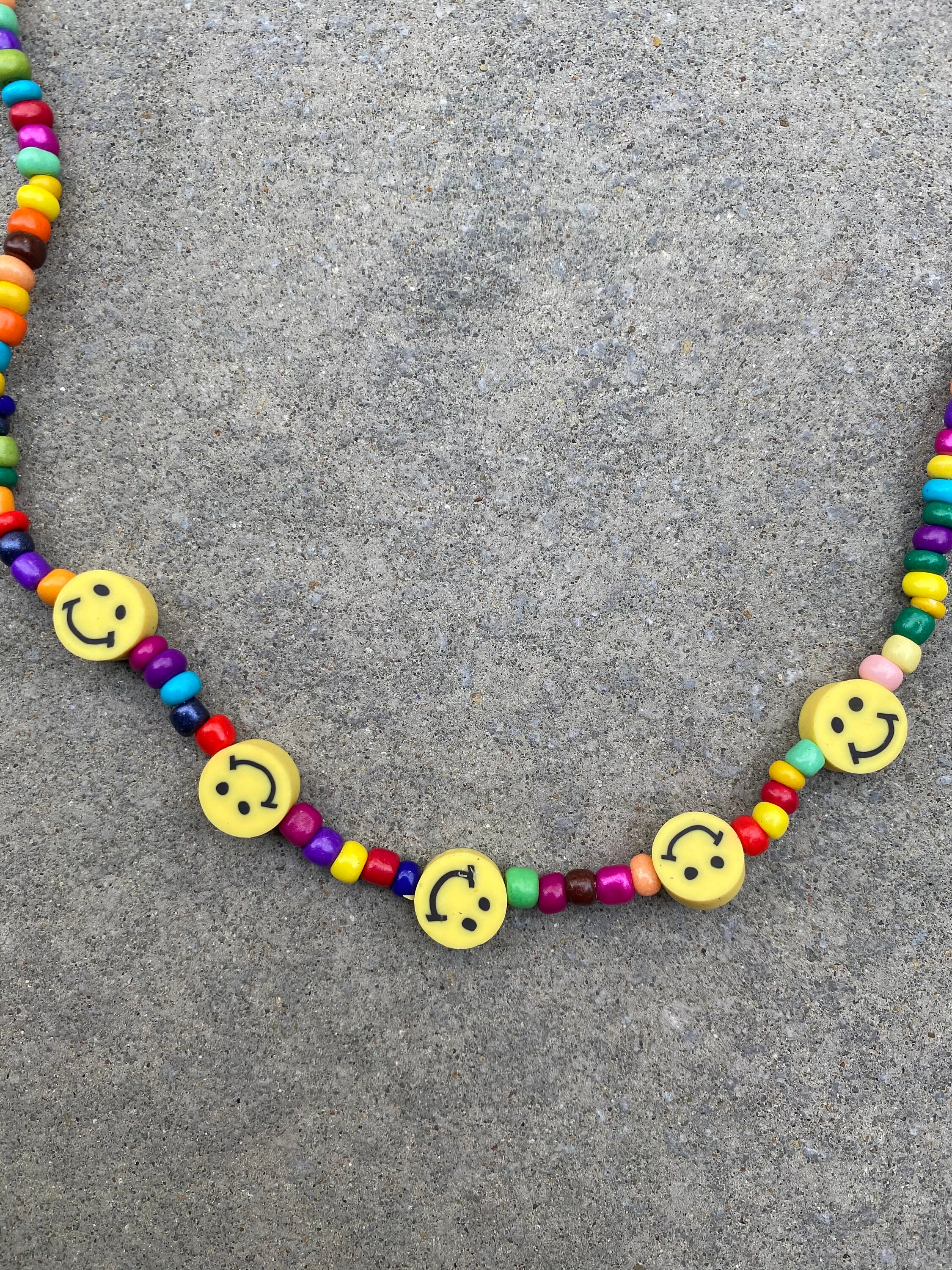 Rainbow Smiley Bead Necklace Asap Rocky 