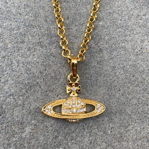 Gold Gemstone Orb Saturn Cross Necklace 19 | Etsy