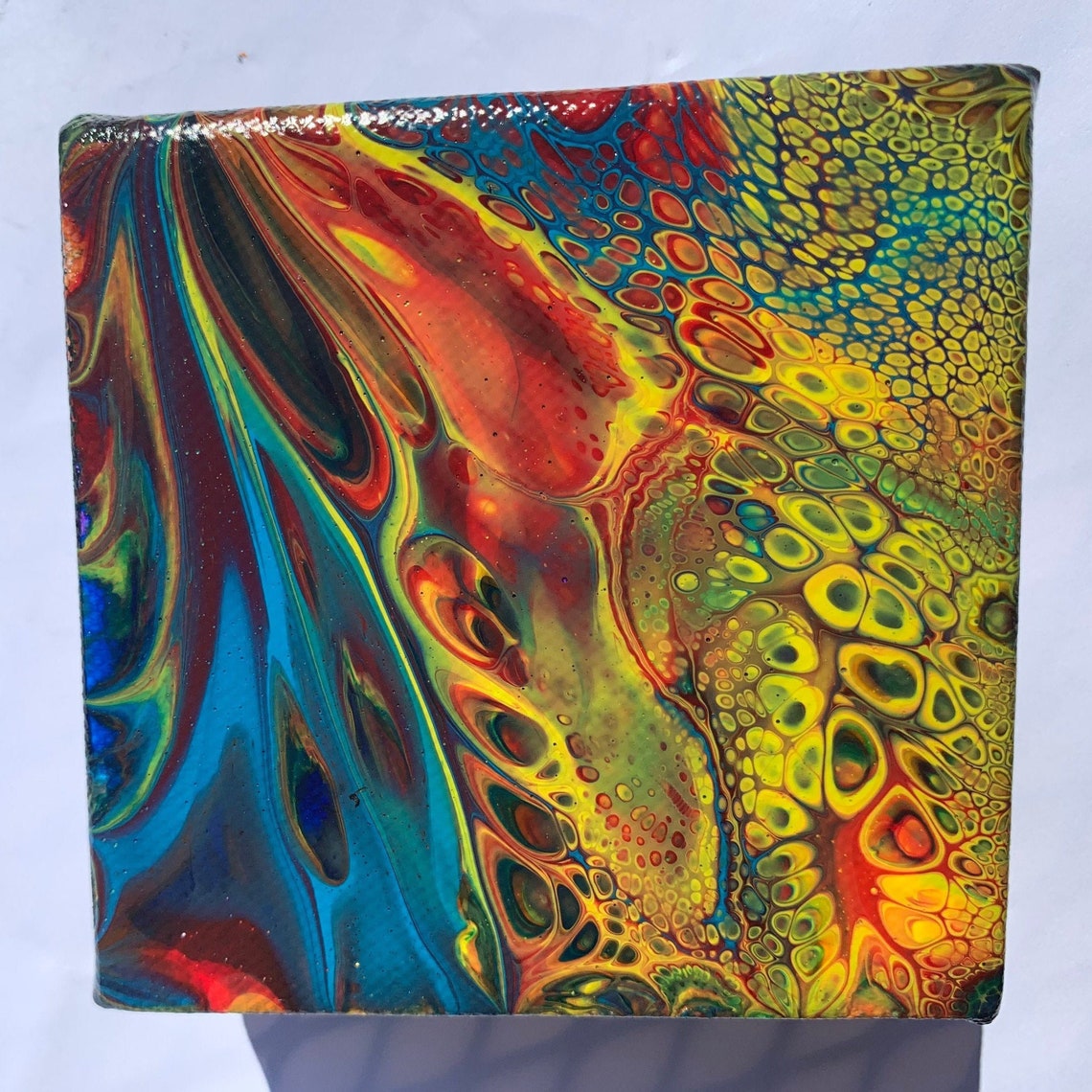 Paint Pour on Canvas. drama Etsy