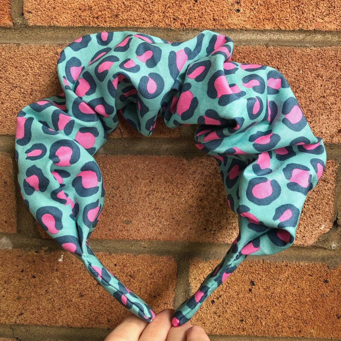 Helles Türkis und Rosa Leopard Print Baumwoll Scrunchie | Etsy