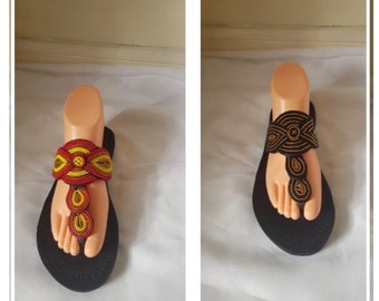 Kenyan bead multicolour thong sandals