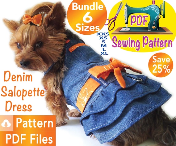 dog denim dress Dog Summer Denim Dress Pet Outfit -Langerland LANGERLAND