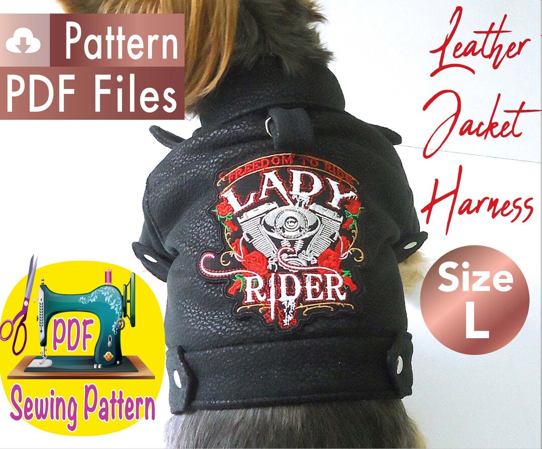 Dog Leather Jacket Pattern, Dog Winter Clothes Pattern, Cute Dog
