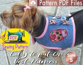 Dog/Cat Vest Harness Pattern: Small Denim Clothes (PDF Pattern)