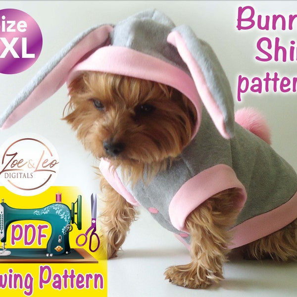 Dog Easter Bunny shirt outfit Pattern, Pet Easter Bunny shirt pattern, Pet Easter outfit, Cute pet clothes, Fashion pet clothes, size 6XL.