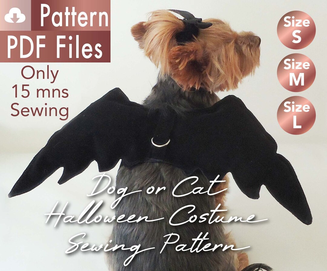 Bat Wings Halloween Costume Sewing Pattern, Dog Halloween Costume, Cat ...