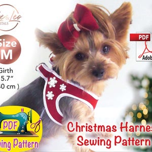 Christmas Dog Harness Pattern, Christmas Dog Clothes Pattern, Step in dog harness, non choking dog harness, size M 4 kg (8.8 pounds) Yorkie.