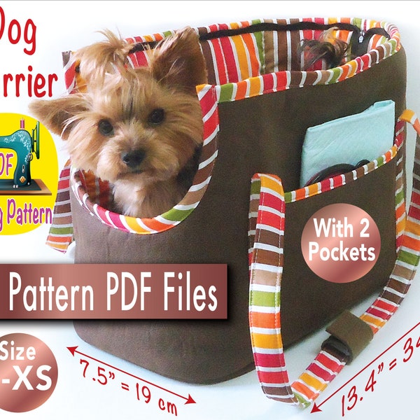 Dog Carrier Pattern, Pet Shoulder Carrier pattern, Cat Carrier, Small dogs Carrier, Puppies Carrier, Shoulder dog carrier, size S-XS