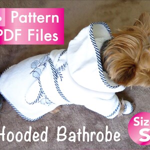 Dog Bathrobe Pattern, Pet bathrobe pattern, Cat Bathrobe pattern, Small dog clothes patterns, Hooded bathrobe pattern, size S. image 4