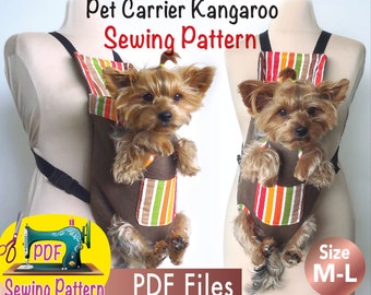 Dog Carrier Kangaroo Pattern, Pet carrier, adjustable dog backpack, Pet Travel carrier, Comfortable Pet Carrier, size M-L.