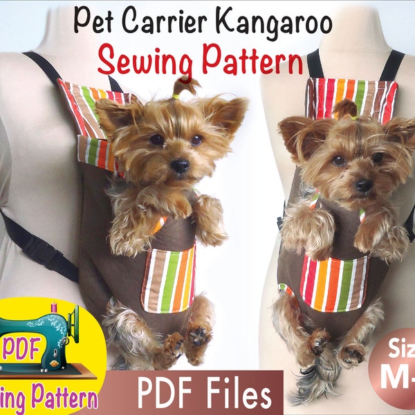 Dog Carrier Kangaroo Pattern, Pet carrier, adjustable dog backpack, Pet Travel carrier, Comfortable Pet Carrier, size M-L.