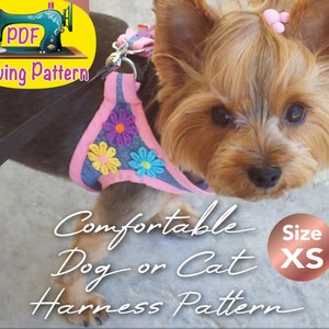 Dog Harness Pattern, Dog Clothes Pattern, Step in dog harness, non choking dog harness, size Extra Small.