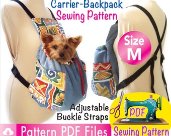 Transportín para perros Patrón canguro simple, Transportín para mascotas, mochila ajustable Portador de viaje, Mochila para transportar perros, Cómodo transportador para mascotas, talla M