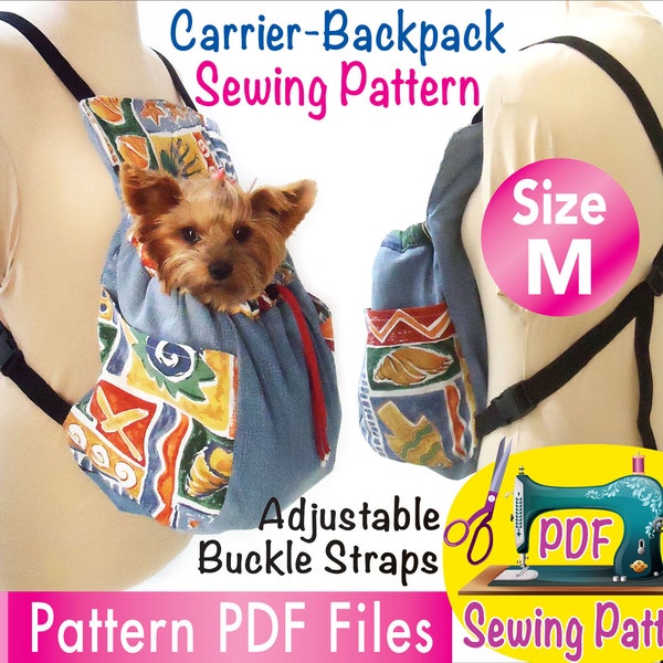 Dog Carrier Simple Kangaroo Pattern, Pet carrier, adjustable backpack Travel carrier, Dog carrier Backpack, Comfortable Pet Carrier, size M