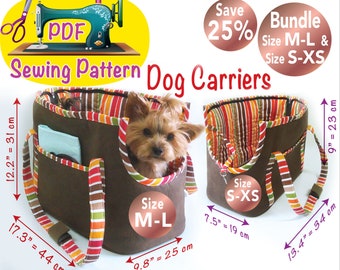 Dog Carrier Pattern, Pet Shoulder Carrier pattern, Cat Carrier, Small dog Carrier, Puppy Carrier, Soft Dog Carrier, Bundle size S-XS and M-L