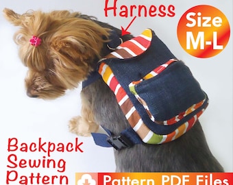 Dog/Cat Backpack Harness Sewing Pattern: Size M-L (PDF Pattern)