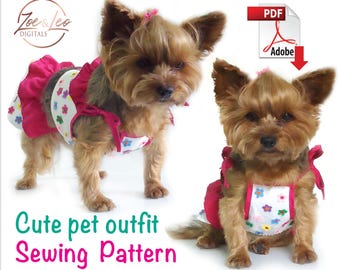 ペット用スカートブラウスセットの型紙：犬服、サイズM（PDF型紙