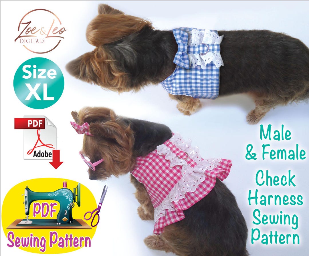 Dog/cat Check Harness Sewing Pattern - XL (PDF Pattern) - Etsy