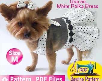 Modello di cucito per abito a pois per cani e gatti: vestiti per animali domestici, taglia M (modello PDF)