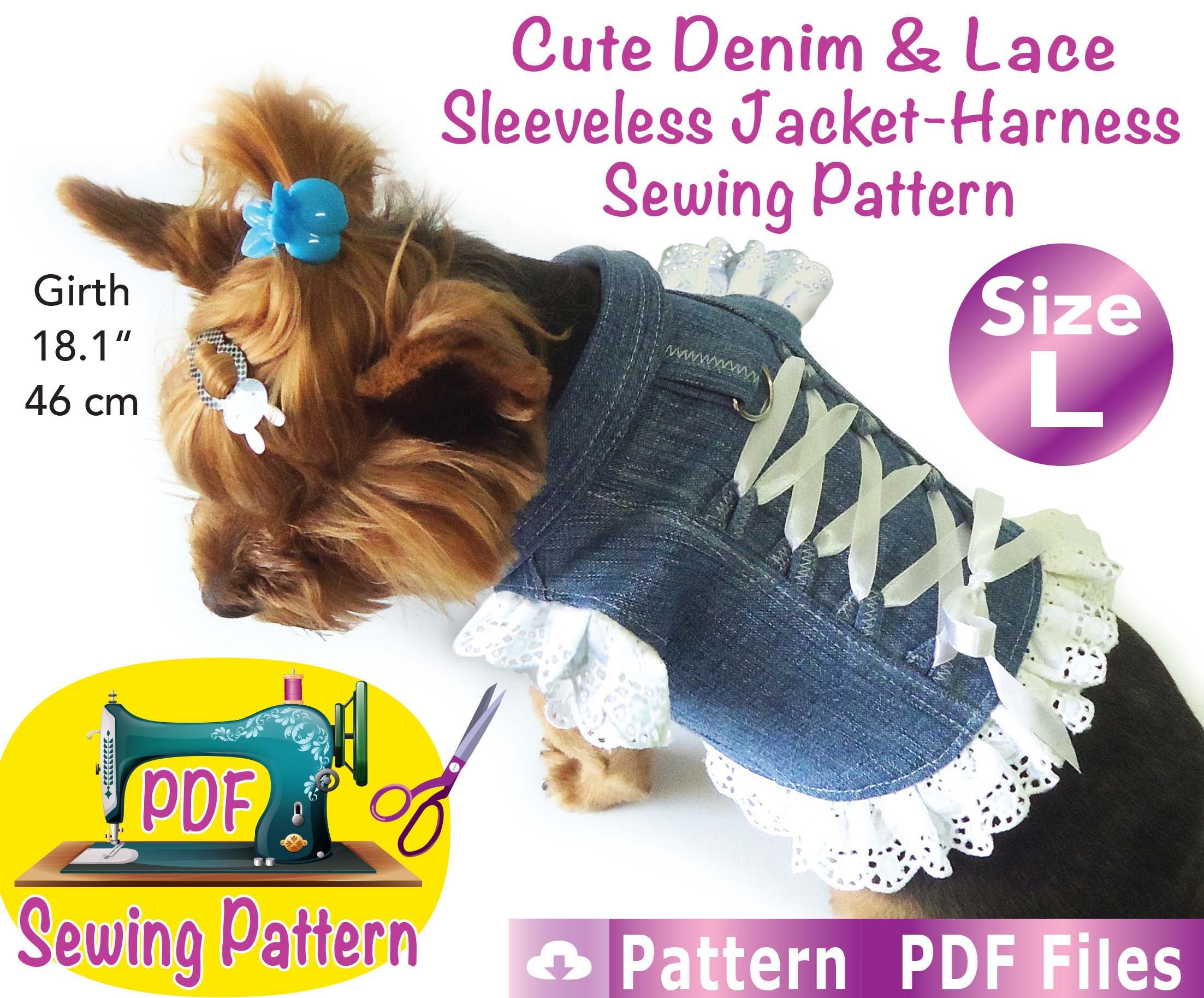 Denim & Lace Dog Jacket Sewing Pattern (size L) (PDF Pattern) - Etsy