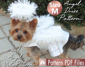 Dogs Halloween sewing pattern, Angel dogs Halloween costume, Dog Halloween outfit, Halloween pet costume, Dog Clothes sewing Pattern, SIZE M