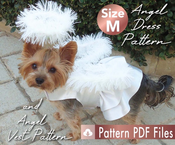 Dogs Halloween sewing pattern, Angel dogs Halloween costume, Dog Halloween outfit, Halloween pet costume, Dog Clothes sewing Pattern, SIZE M