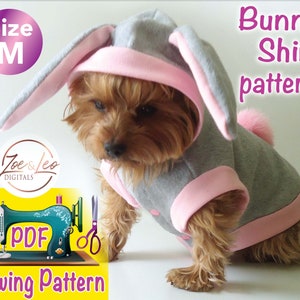 Dog Easter Bunny shirt outfit Pattern, Pet Easter Bunny shirt pattern, Pet Easter outfit, Cute pet cloth pattern, size M.