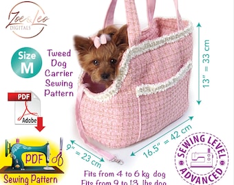 Patrón de costura para bolso de hombro de tweed, talla M (Patrón y tutorial descargables en PDF)