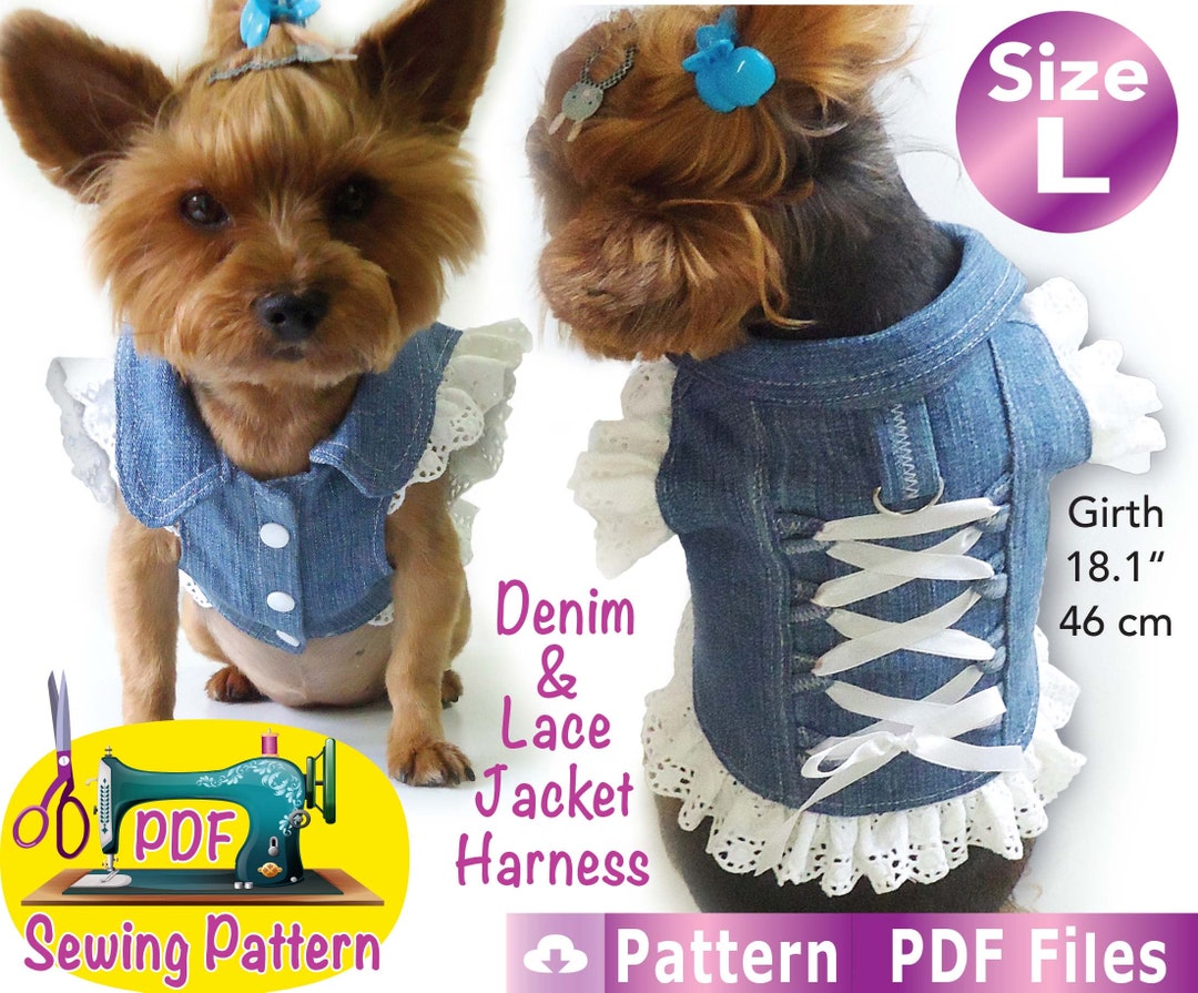 Denim & Lace Dog Jacket Sewing Pattern (size L) (PDF Pattern) - Etsy