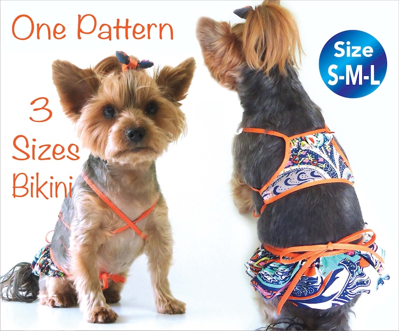 Dog Bikini Sewing Pattern, Small Pet Summer Clothes (PDF Pattern) image 1