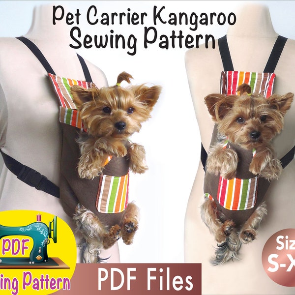 Dog Carrier Kangaroo Pattern, Pet carrier, adjustable backpack Pet Travel carrier, Dog carrier Backpack, Pet Carrying Pack, size S-XS.