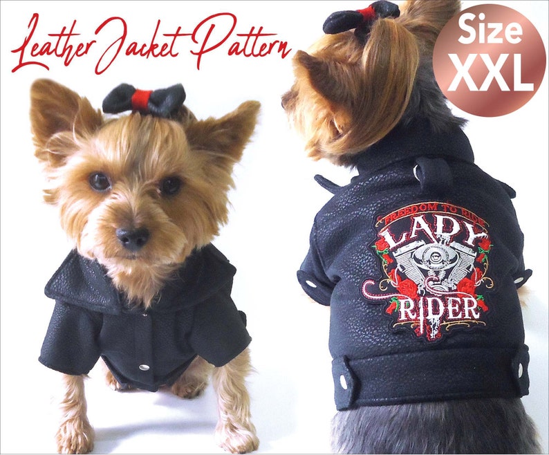 Dog Leather Jacket Pattern, Pet Jacket pattern, Dog winter clothes Pattern, dog clothes sewing pattern, Pet clothes pattern, size XXL. image 3