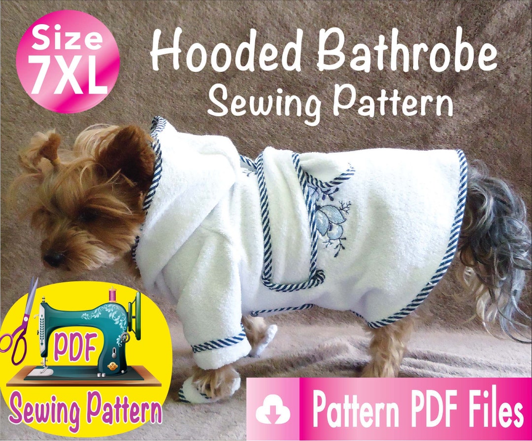 Dog Bathrobe Sewing Pattern, Pet Bathrobe Pattern, Cute Bathrobe