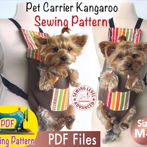 Dog Carrier Kangaroo Pattern, Pet carrier, adjustable dog backpack, Pet Travel carrier, Comfortable Pet Carrier, size M-L.