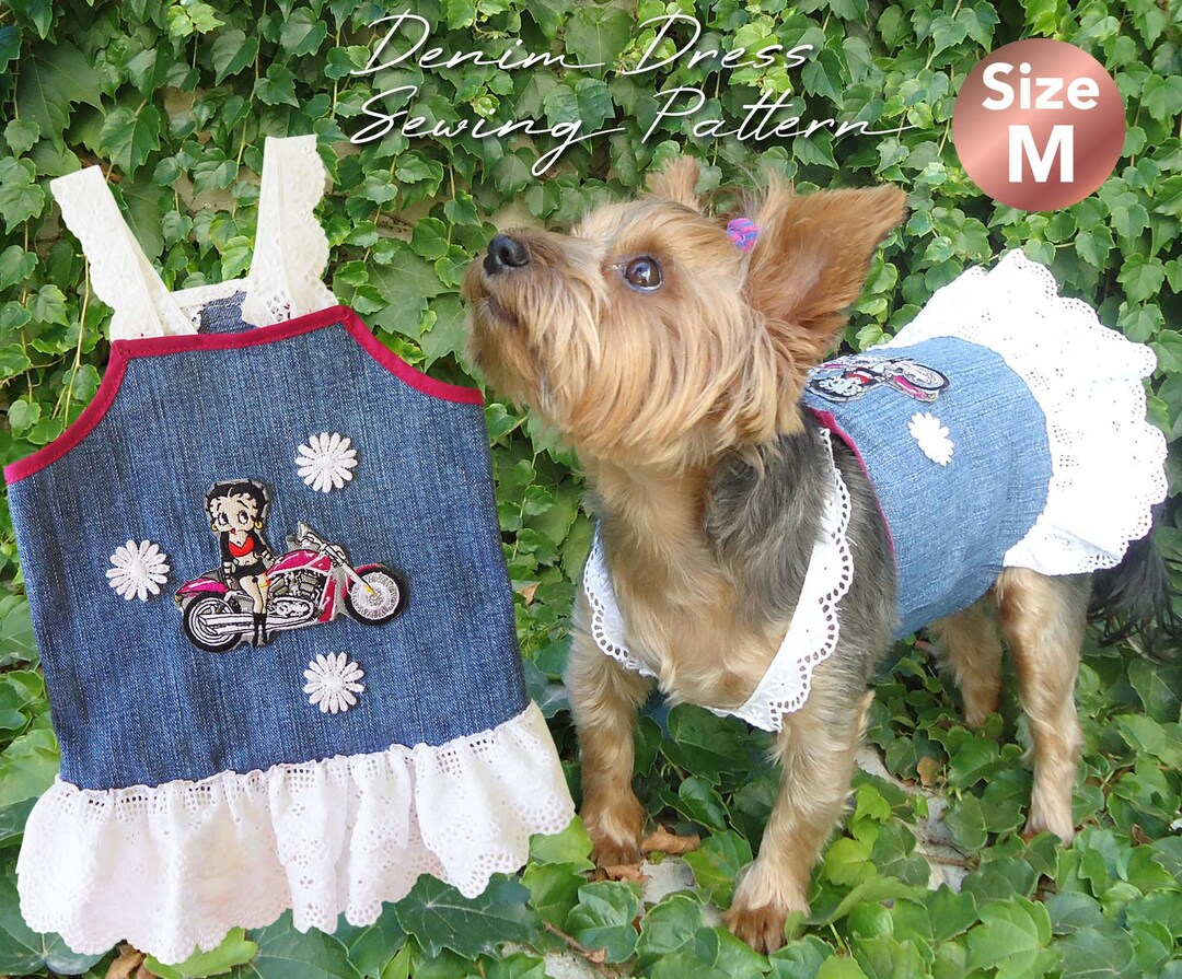 Denim Dog Dress Pattern, Dog Clothes Sewing Pattern, Small Dog Clothes