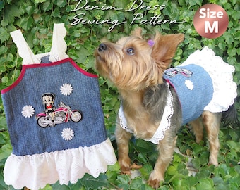 Denim Dog Dress Sewing Pattern, Size Medium (PDF Pattern)