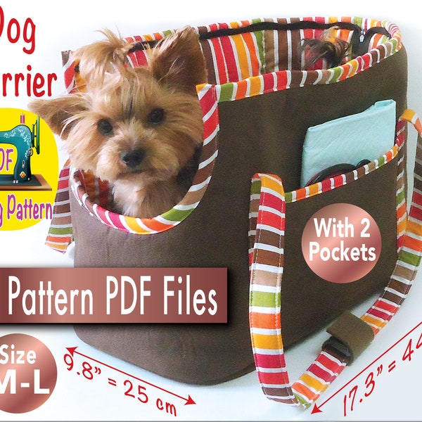 Dog Carrier Pattern, Pet Shoulder Carrier pattern, Cat Carrier, Small dogs Carrier, Puppies Carrier, Soft Dog Carrier, size M-L