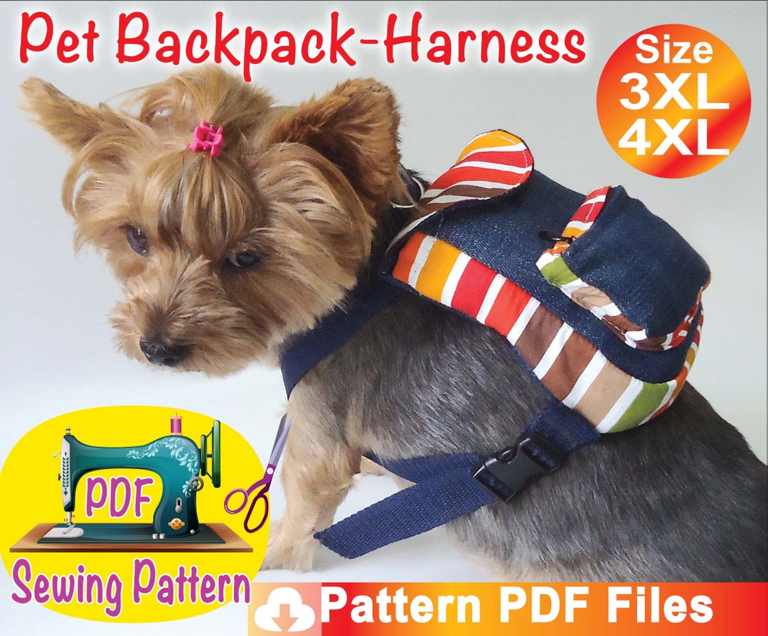 Dog Backpack Harness Pattern, Pet Backpack Harness Pattern, Cat