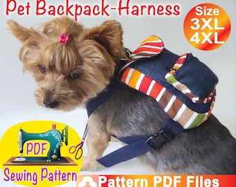 Dog/Cat Backpack Harness Sewing Pattern (Size 3XL-4XL) (PDF Pattern)