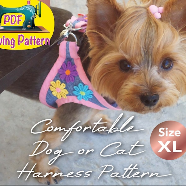 Dog Harness Pattern, Dog Clothes Pattern, Step in dog harness, non choking dog harness, size Extra Large.